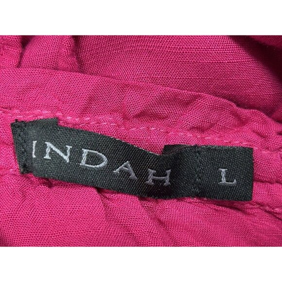 Indah Tahani Drape Neck Strappy Back Fuchsia Flowy Mini Dress Size Large - Picture 11 of 13